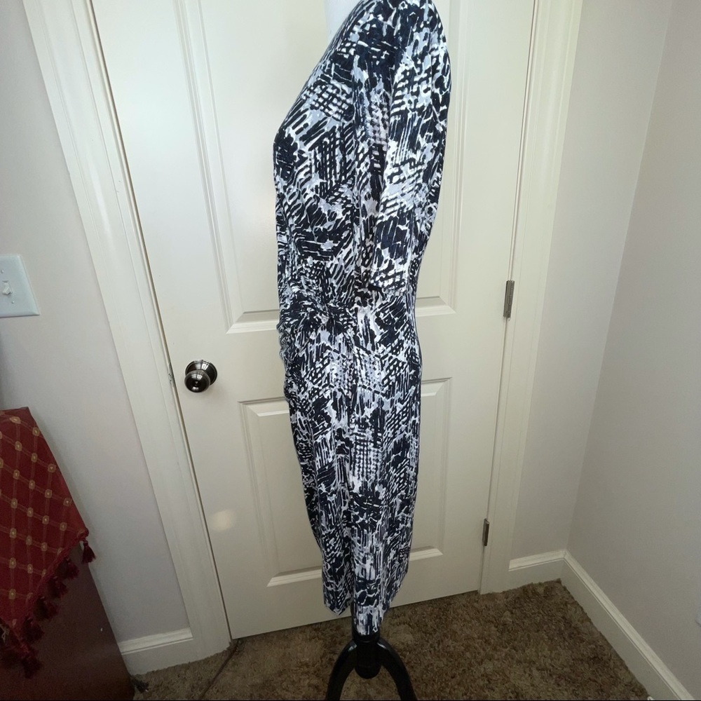 Nic+Zoe Black Multi Faux Wrap Midi Dress NWT M - Picture 6 of 16